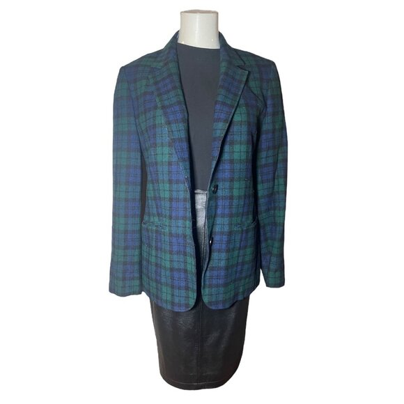 Pendleton Green and Black Plaid Wool Blazer Medium - Picture 1 of 9